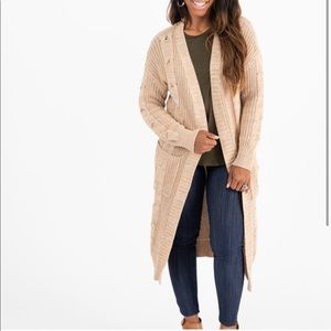 XL Agnes&Dora Knit Cardigan Tan Long